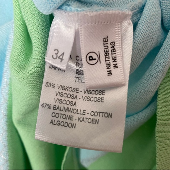Escada Sleeveless Multicolor Top Size 34 Green Blue White Knit Elegant Summer - Picture 4 of 7